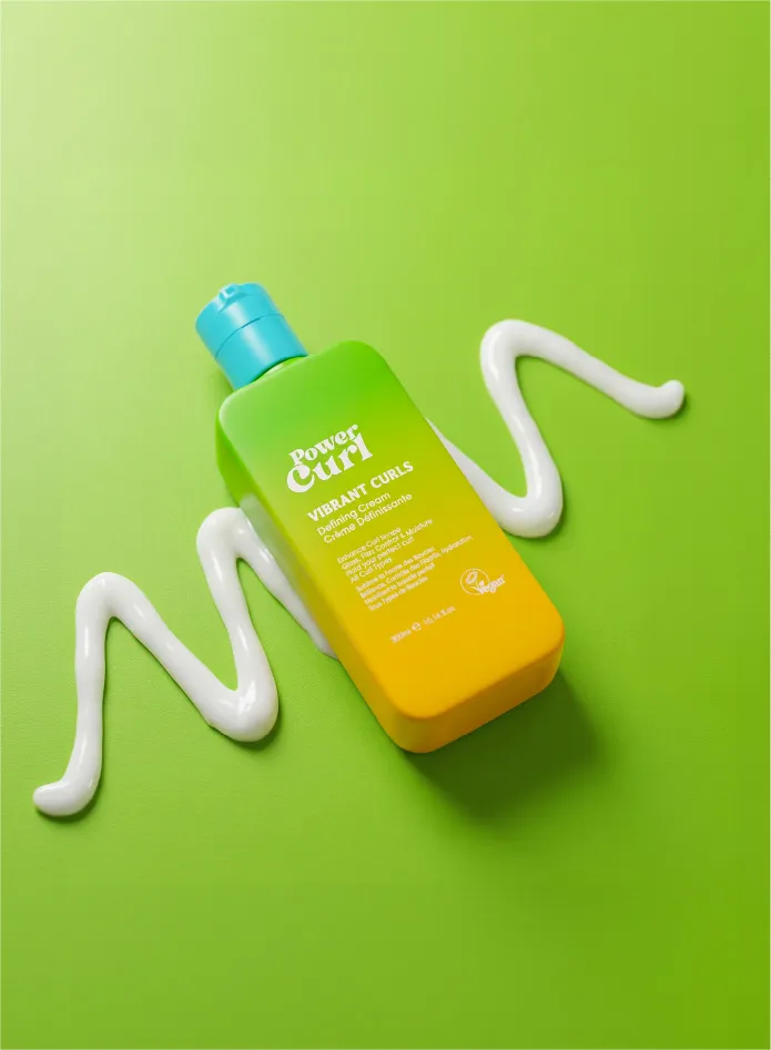 Power Curl Vibrant Curls defining cream with a swirl of cream